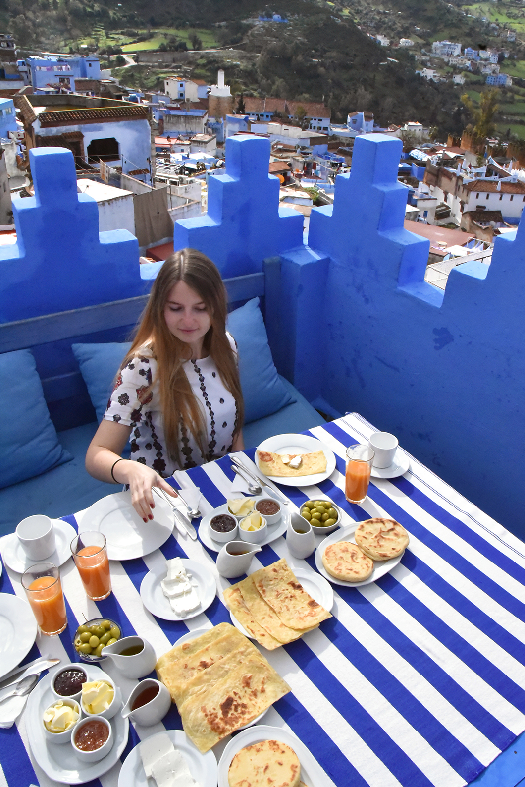 Dar Zambra - Petit déjeuner en terrasse à Chefchaouen